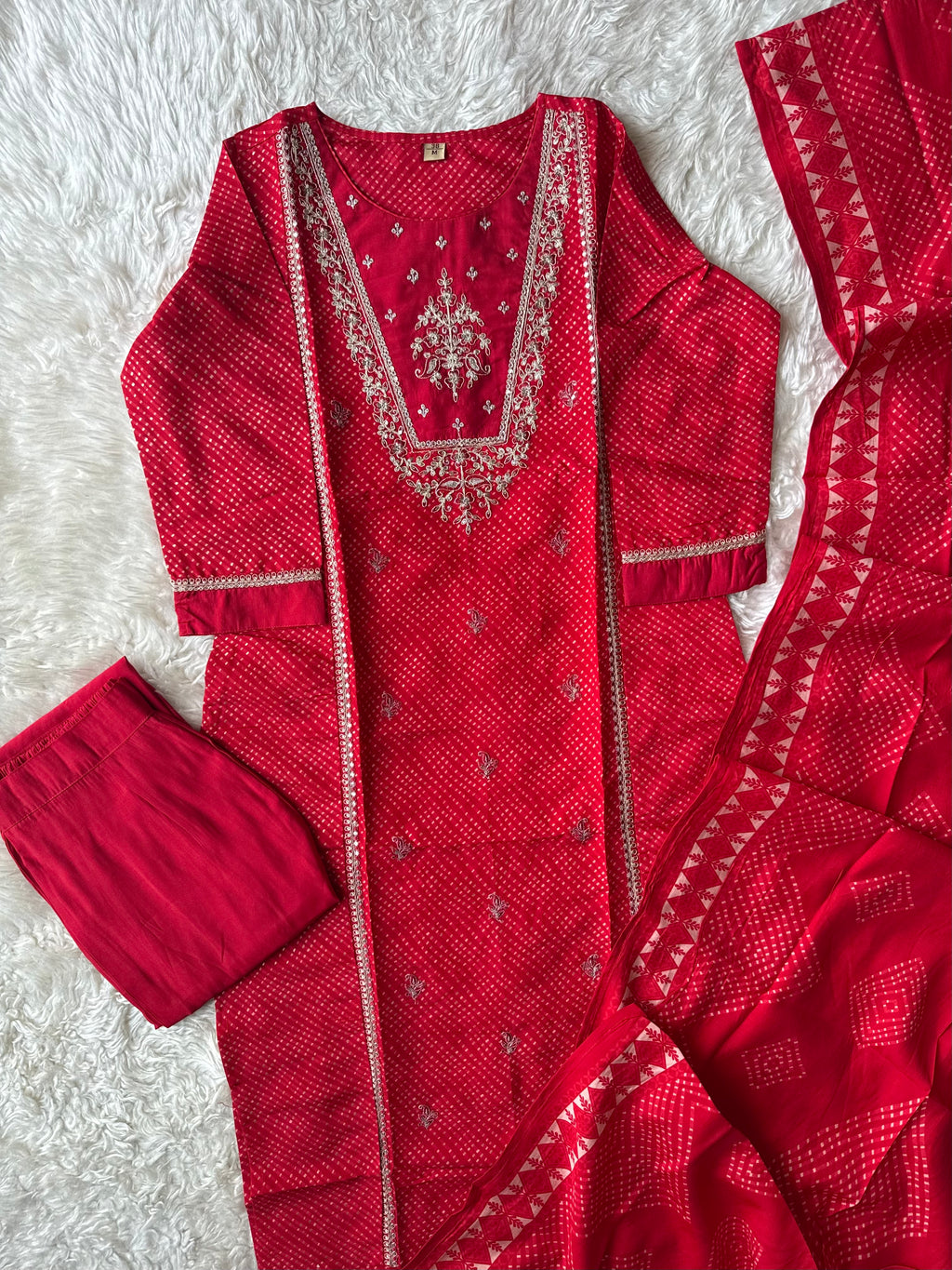 Pure Muslin Silk Kurti Pant Dupatta Set