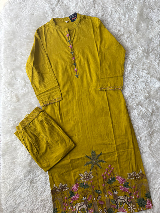 Pure Slub Cotton Kurti Pant Set