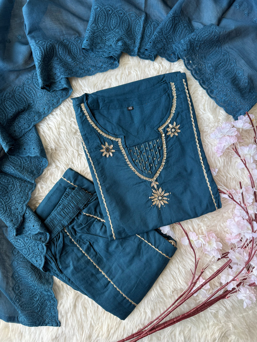 Premium Cotton Kurti Plazo Dupatta Set