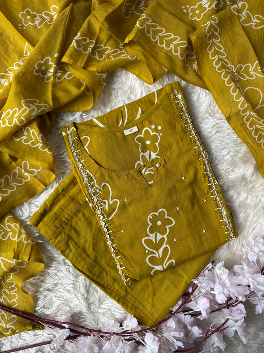 Premium Cotton Kurti Pant Dupatta Set
