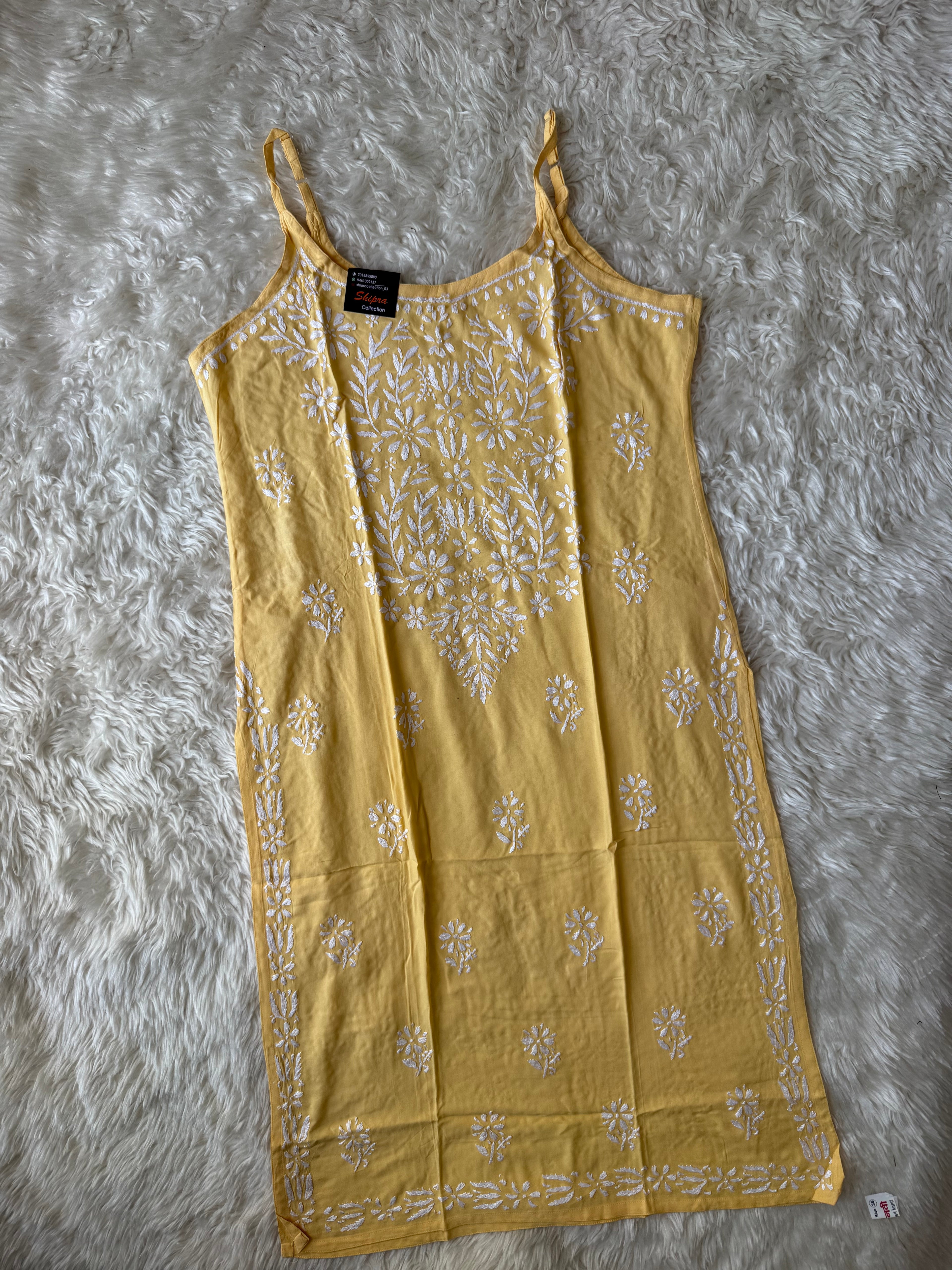 Heavy Rayon Strap Chikankari kurti
