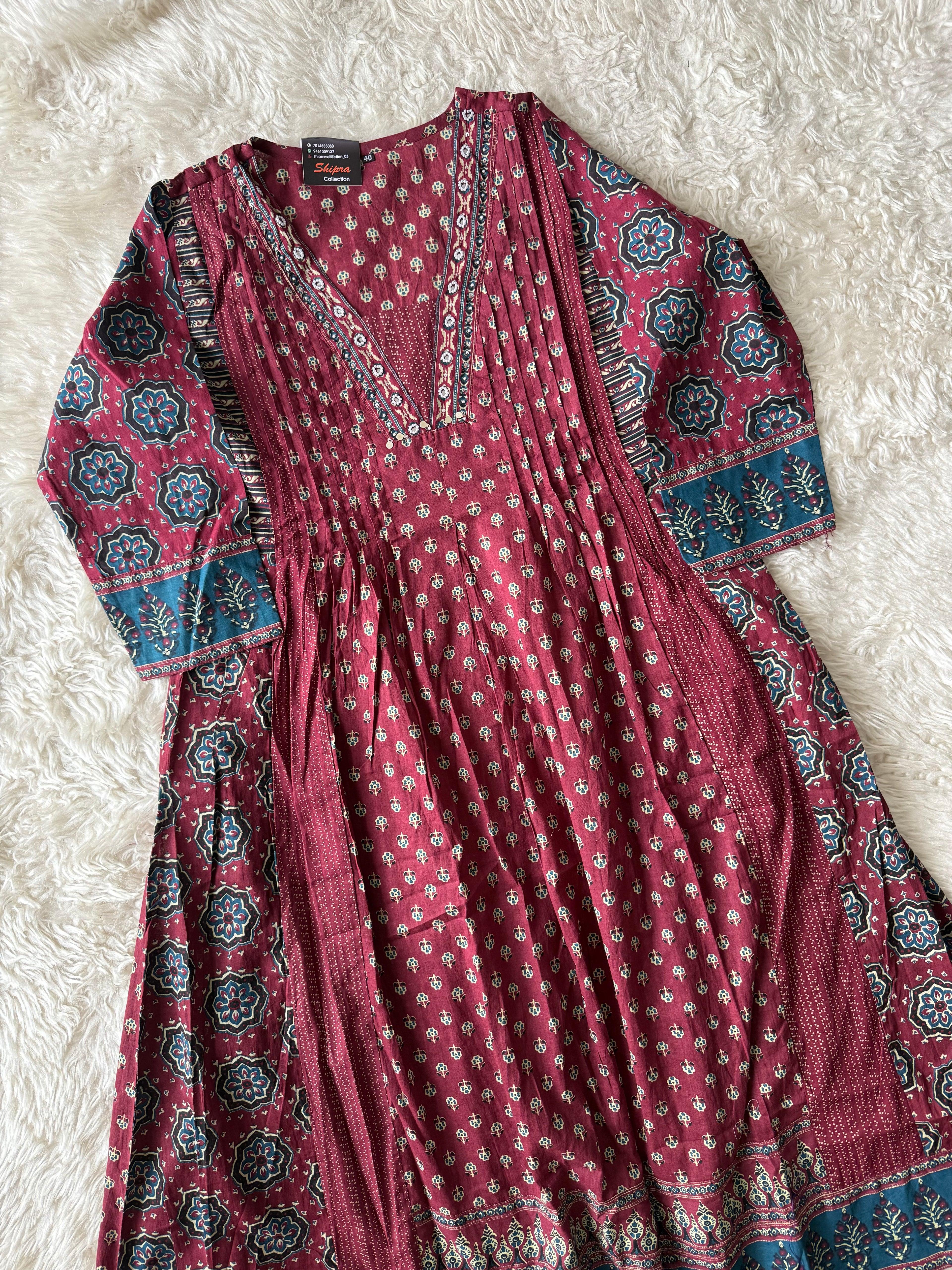 Premium Cotton Kurti plazo Dupatta Set