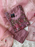 Pure Chanderi Silk Kurti Pant Dupatta Set
