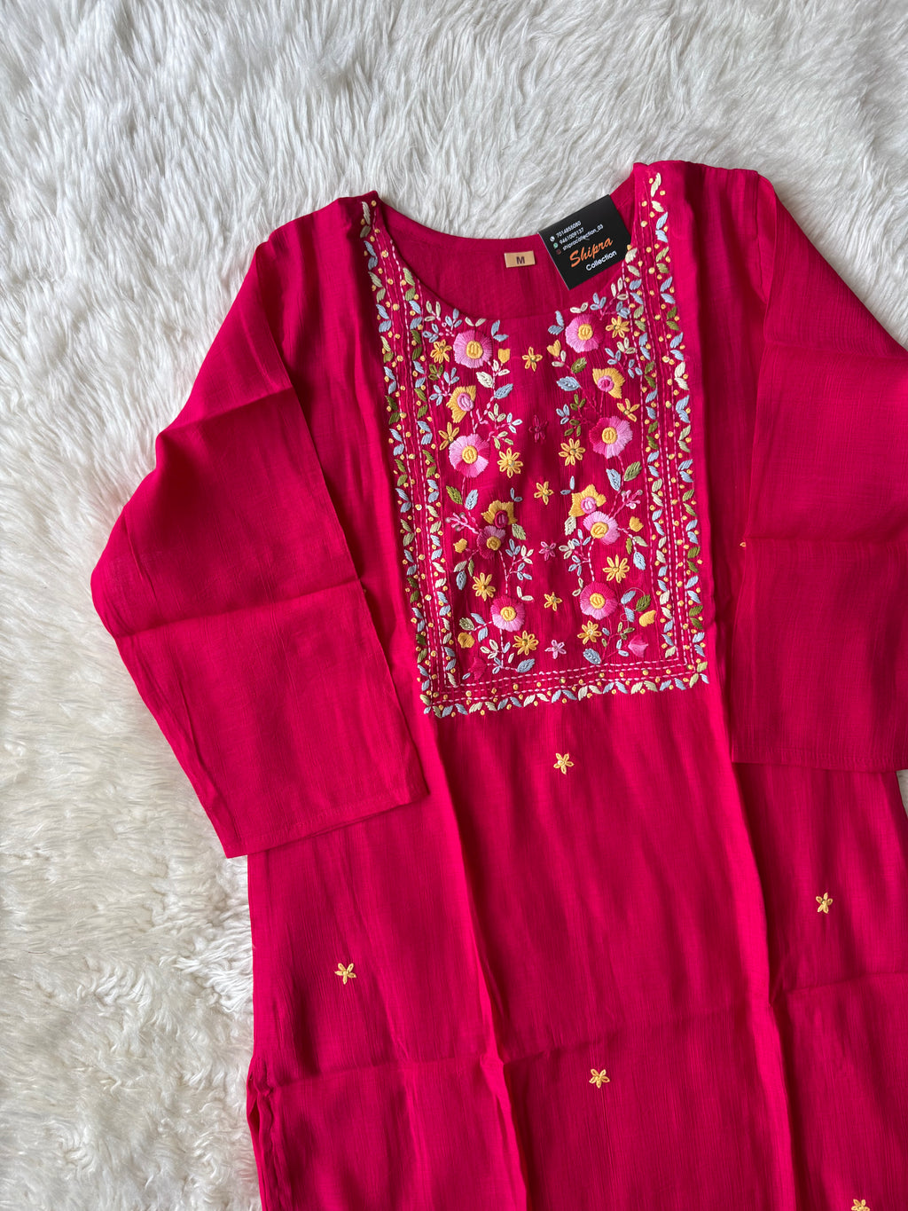 Mul Chanderi Kurti Pant Dupatta Set