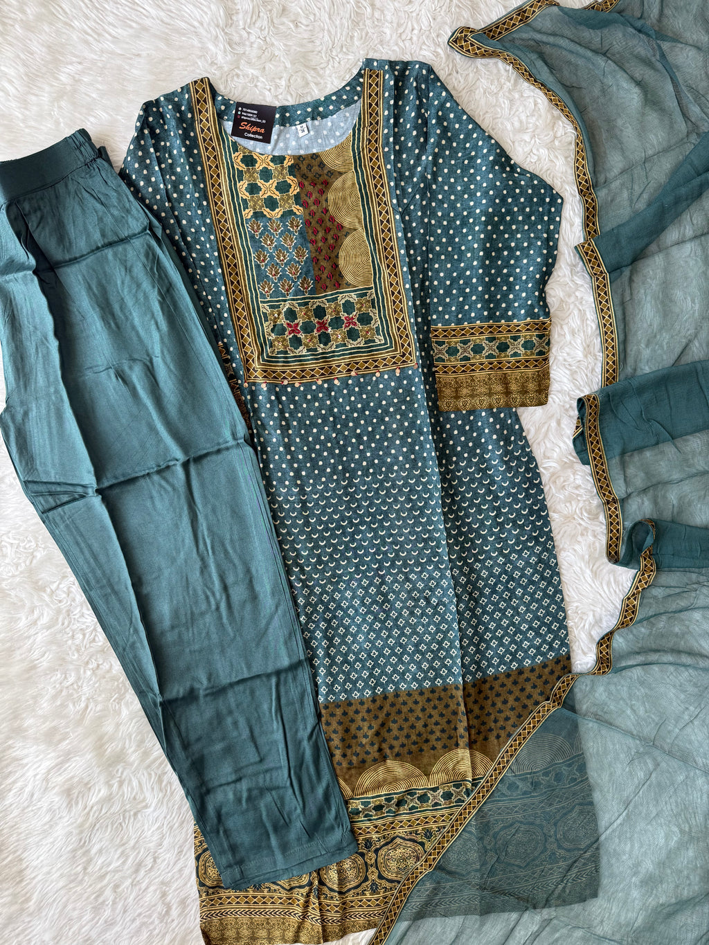 Premium Muslin Silk Kurti Pant Dupatta Set