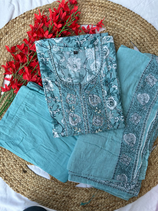 Budget Friendly Kurti Pant Dupatta Set