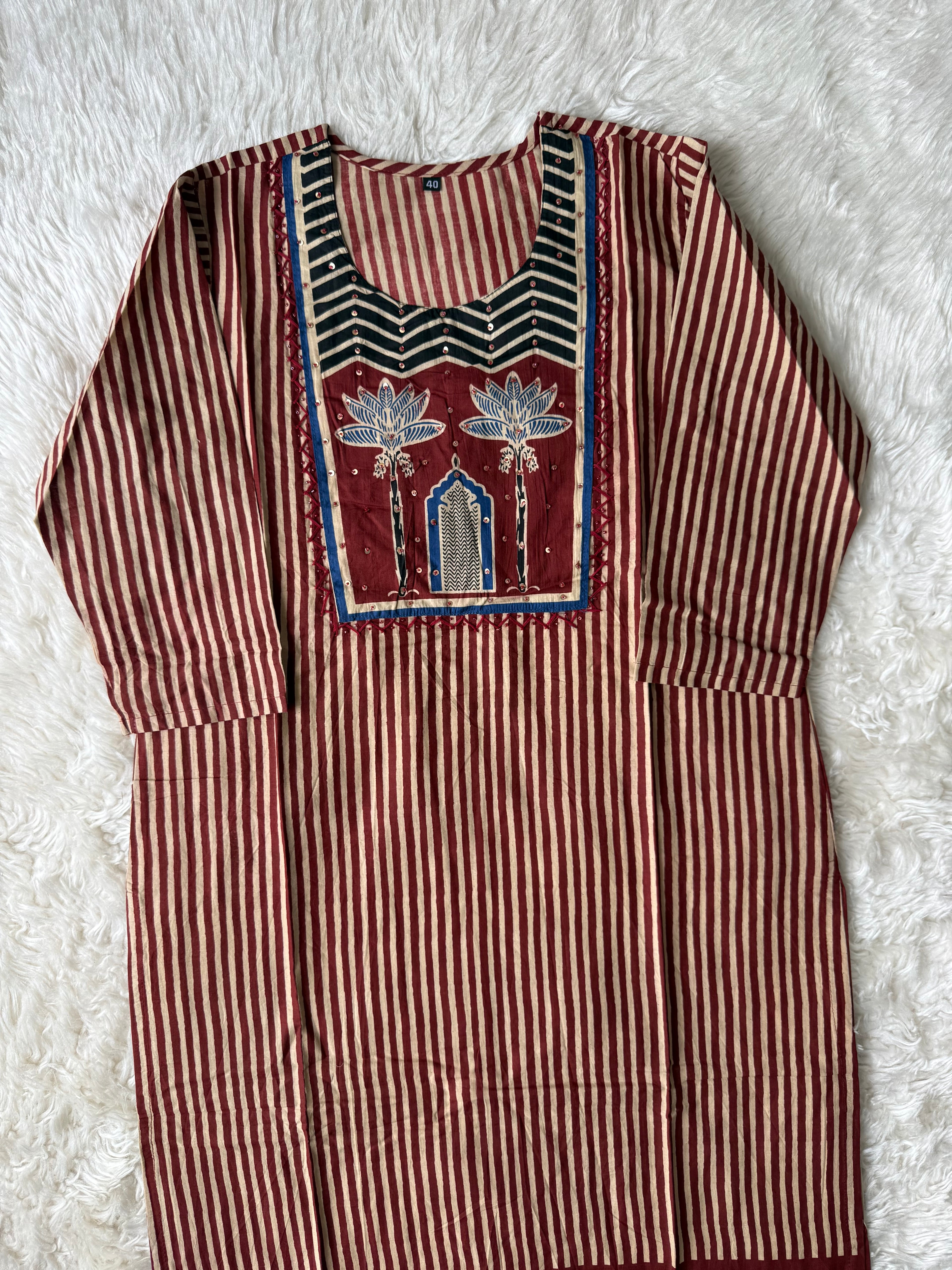 Pure Cotton Kurti Pant Dupatta Set