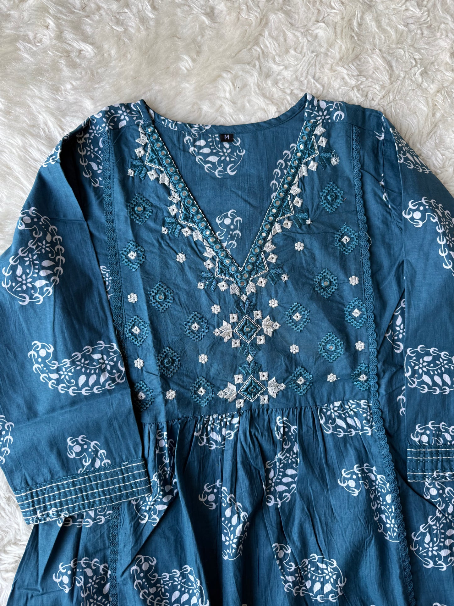 Cotton Thread Work Kurti Pant Set