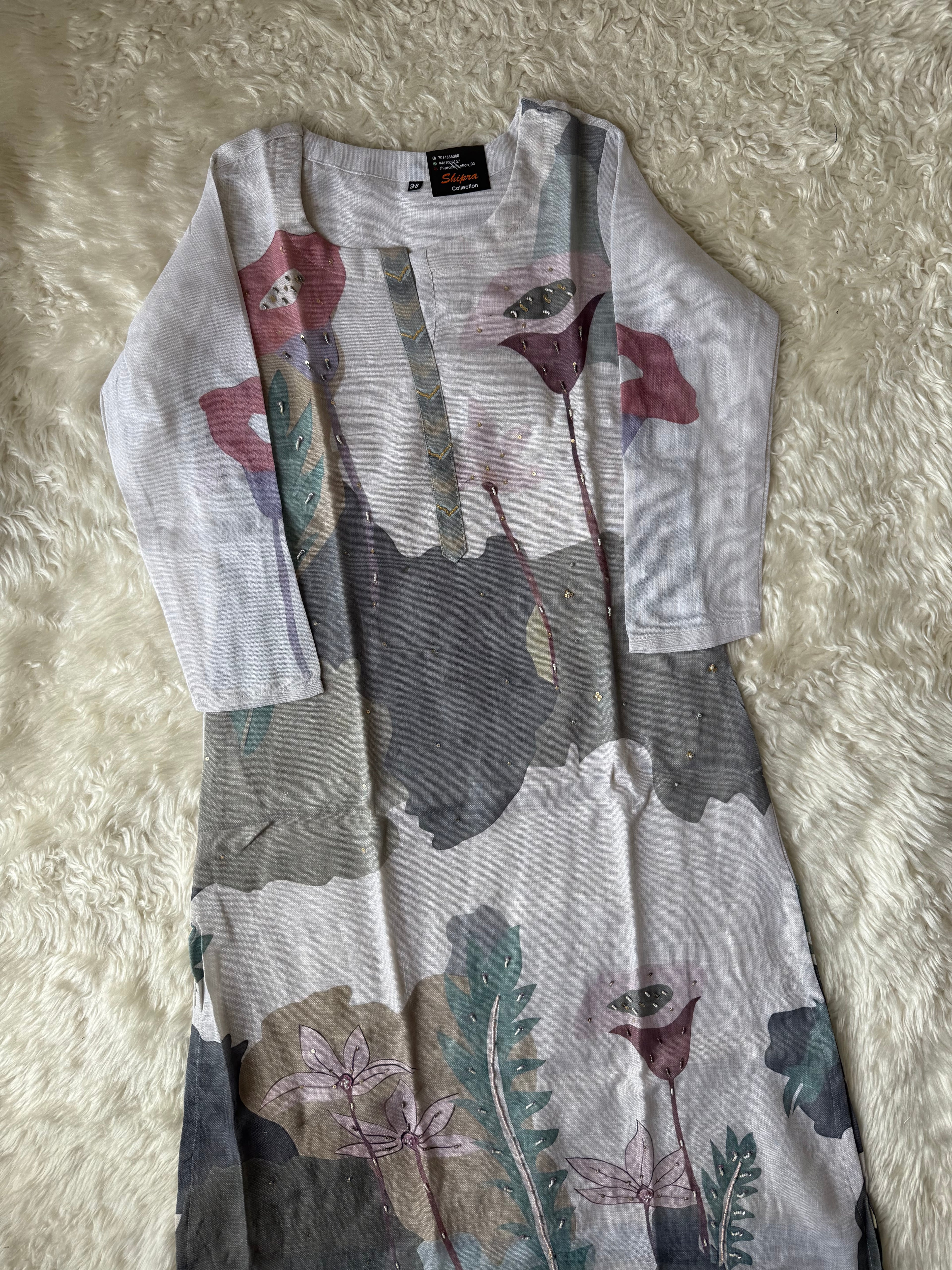 Linen Kurti Pant Dupatta Set