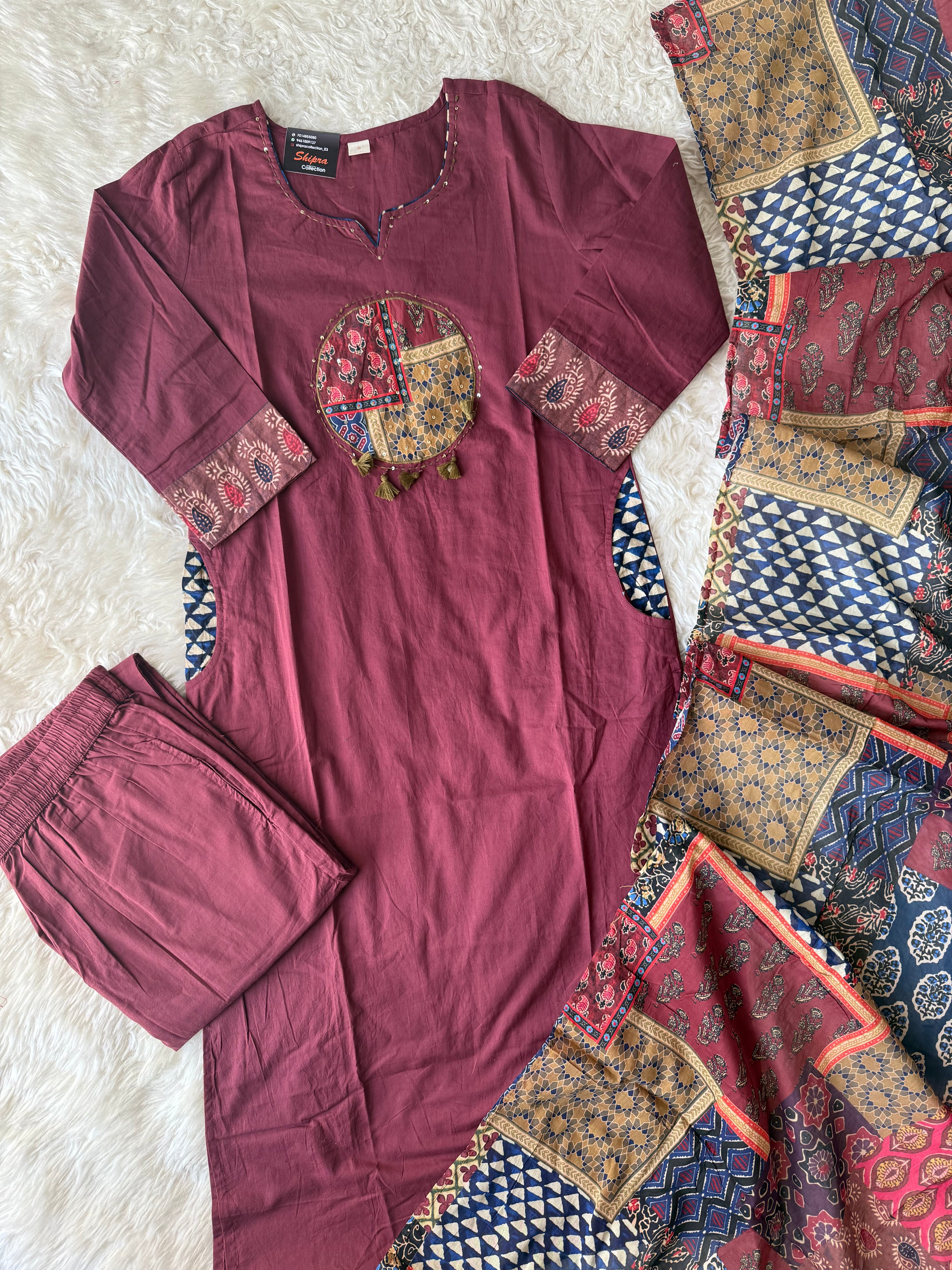 Premium Cotton Kurti Pant Dupatta Set