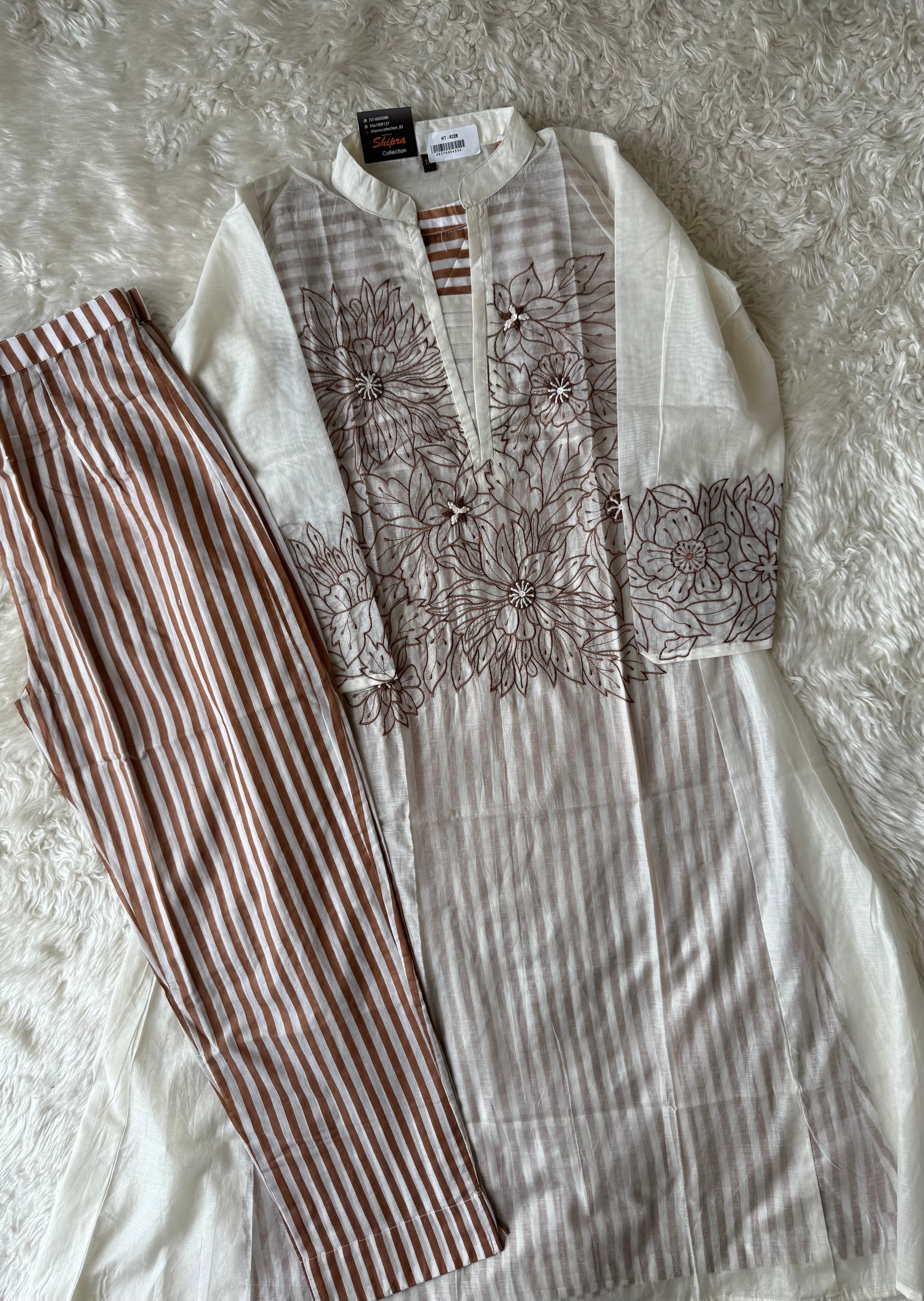 Mul Chanderi Thread work Co-ord Set