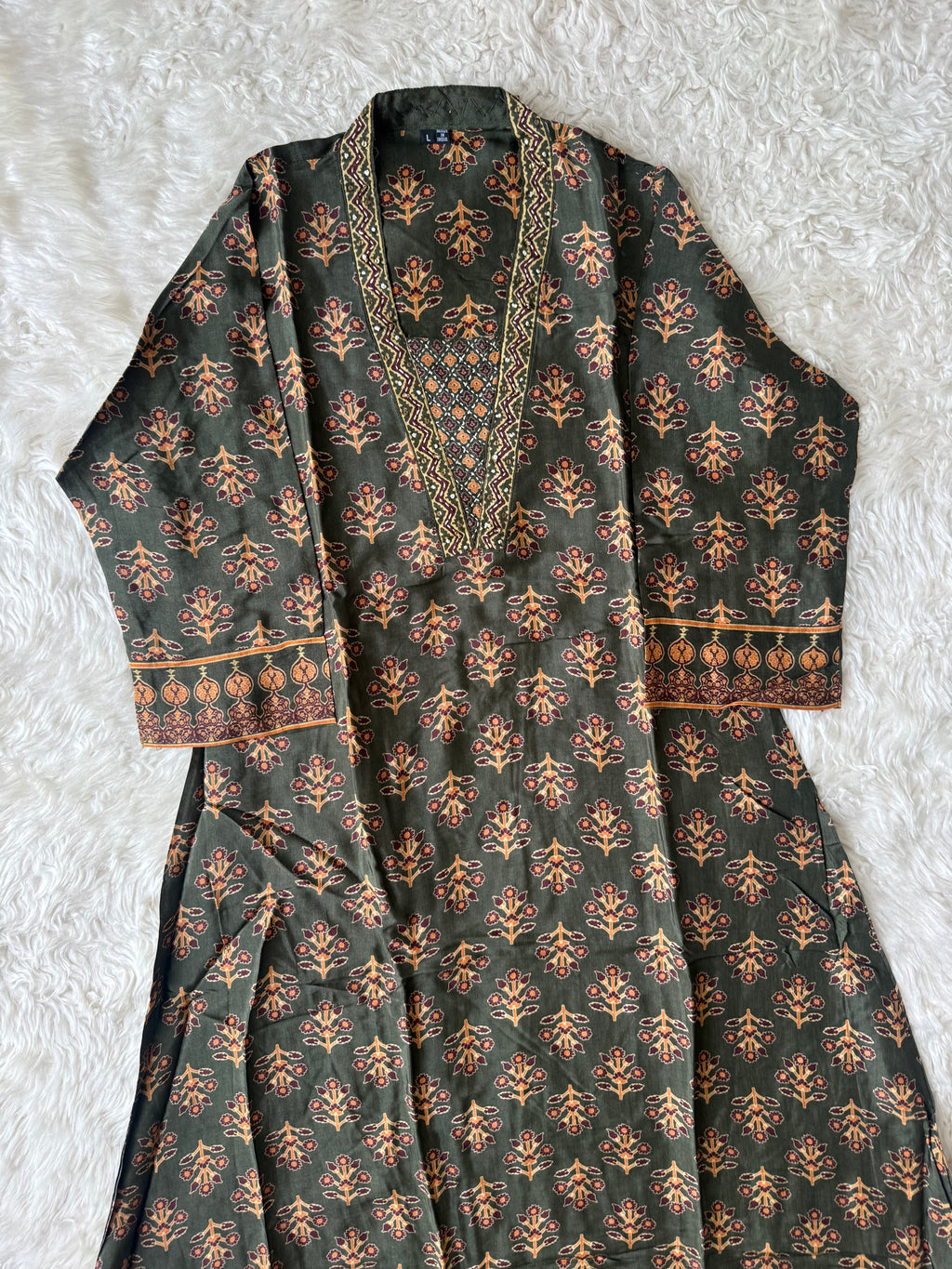 Crepe Silk Kurti Afghani Pant Dupatta Set