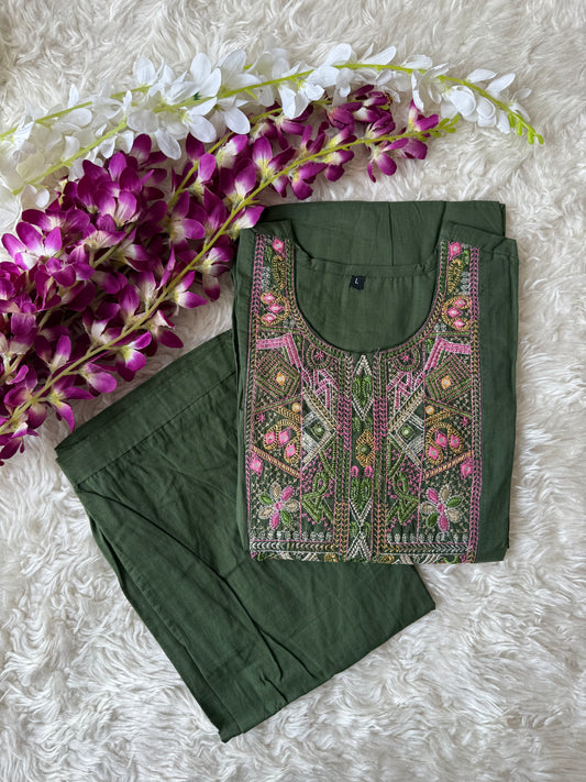 Cotton Flare Kurti Pant Set