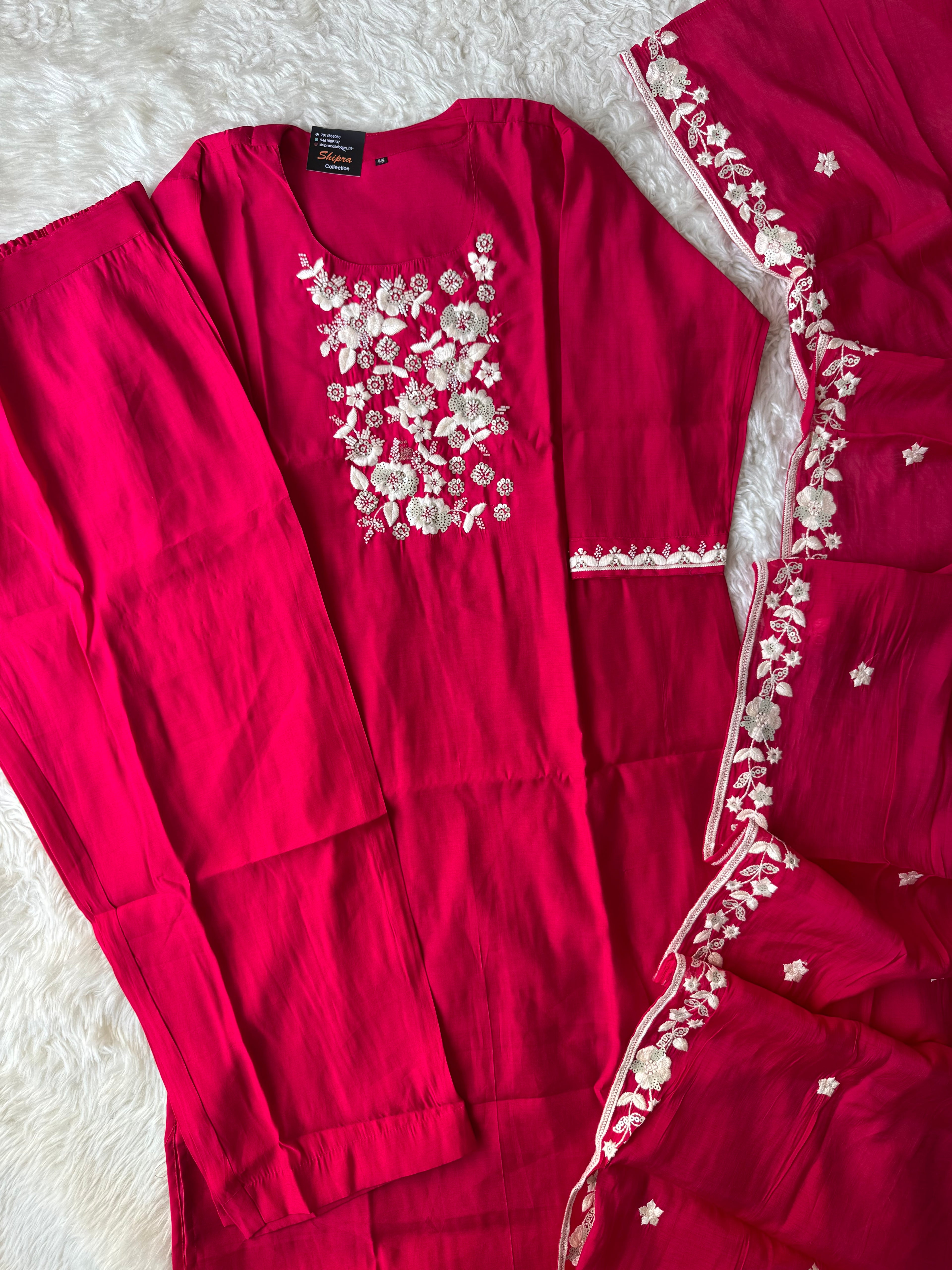 “Plus Size” Roman Silk Kurti Pant Dupatta Set