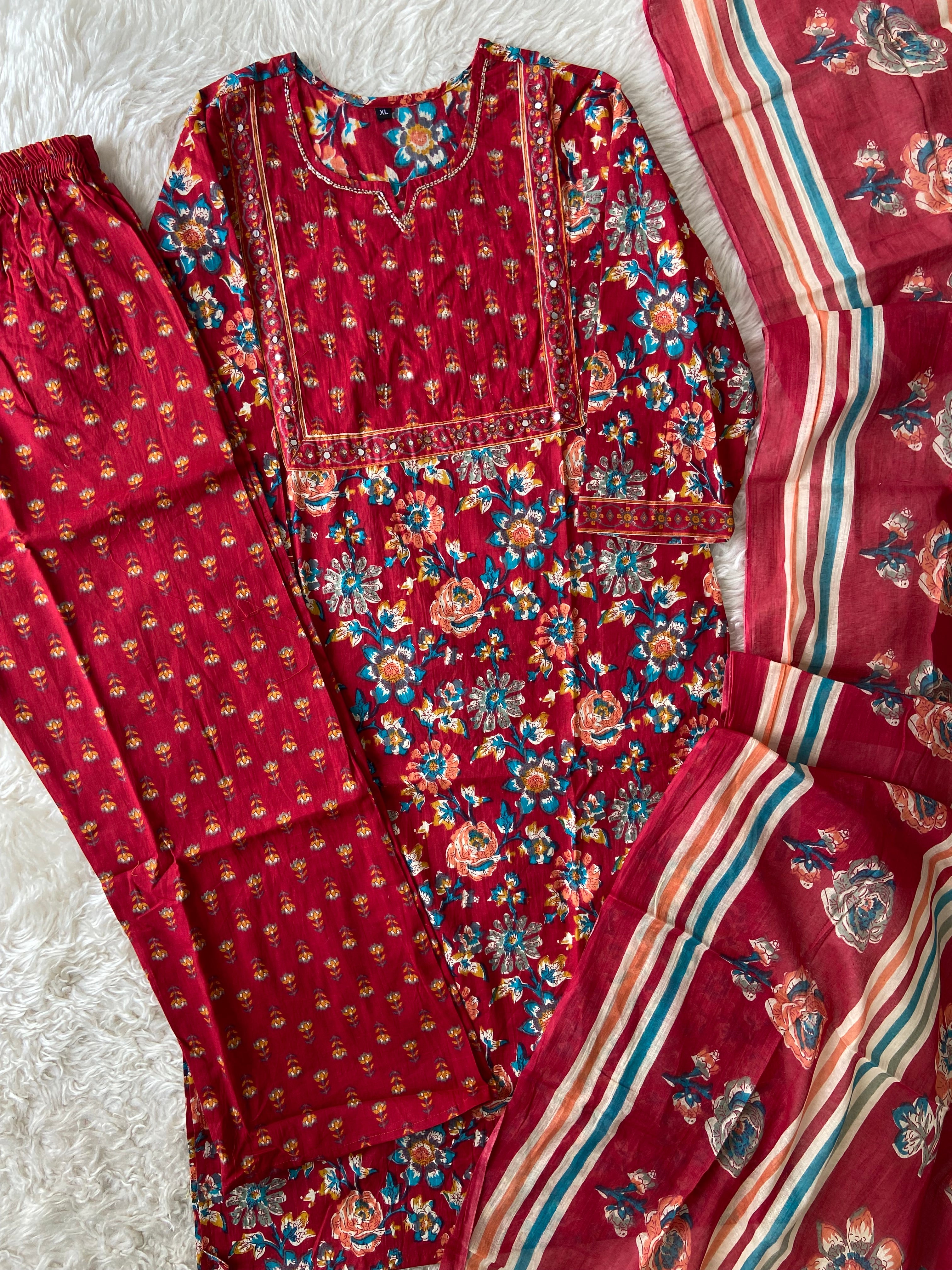 Budget Friendly Kurti Pant Dupatta Set