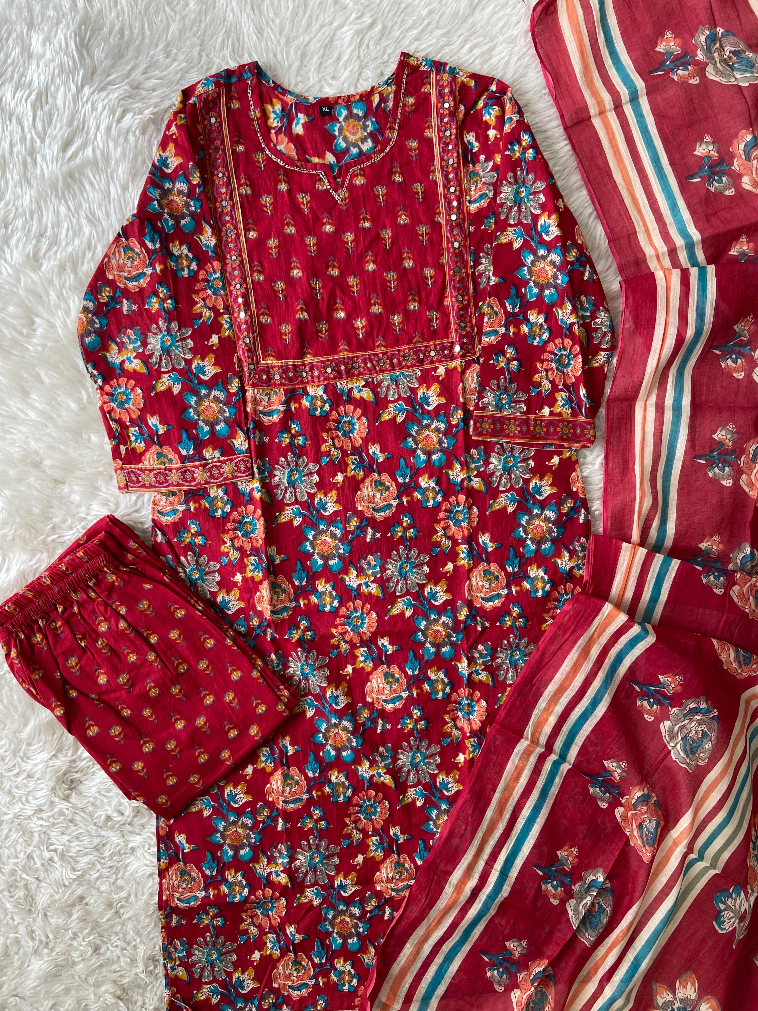 Budget Friendly Kurti Pant Dupatta Set