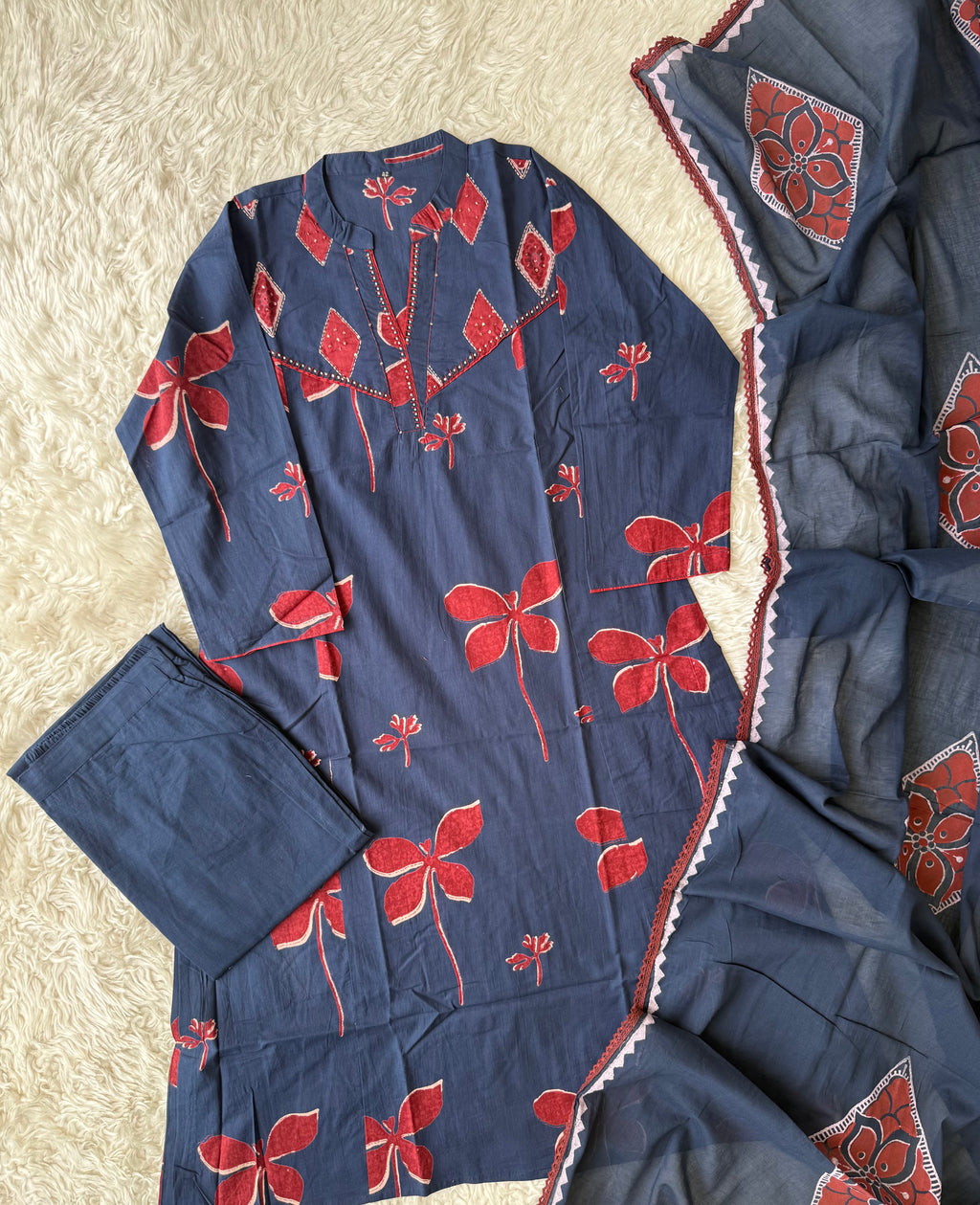 Premium Cotton Kurti Pant Dupatta Set