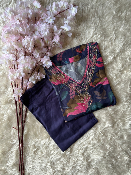 Premium Muslin Silk Kurti Pant Set