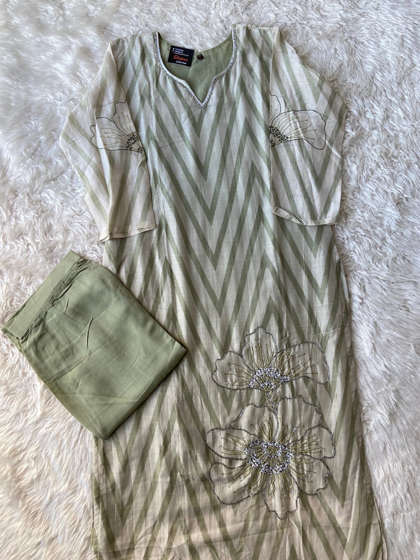 Pure Silk Kurti Pant Dupatta Set
