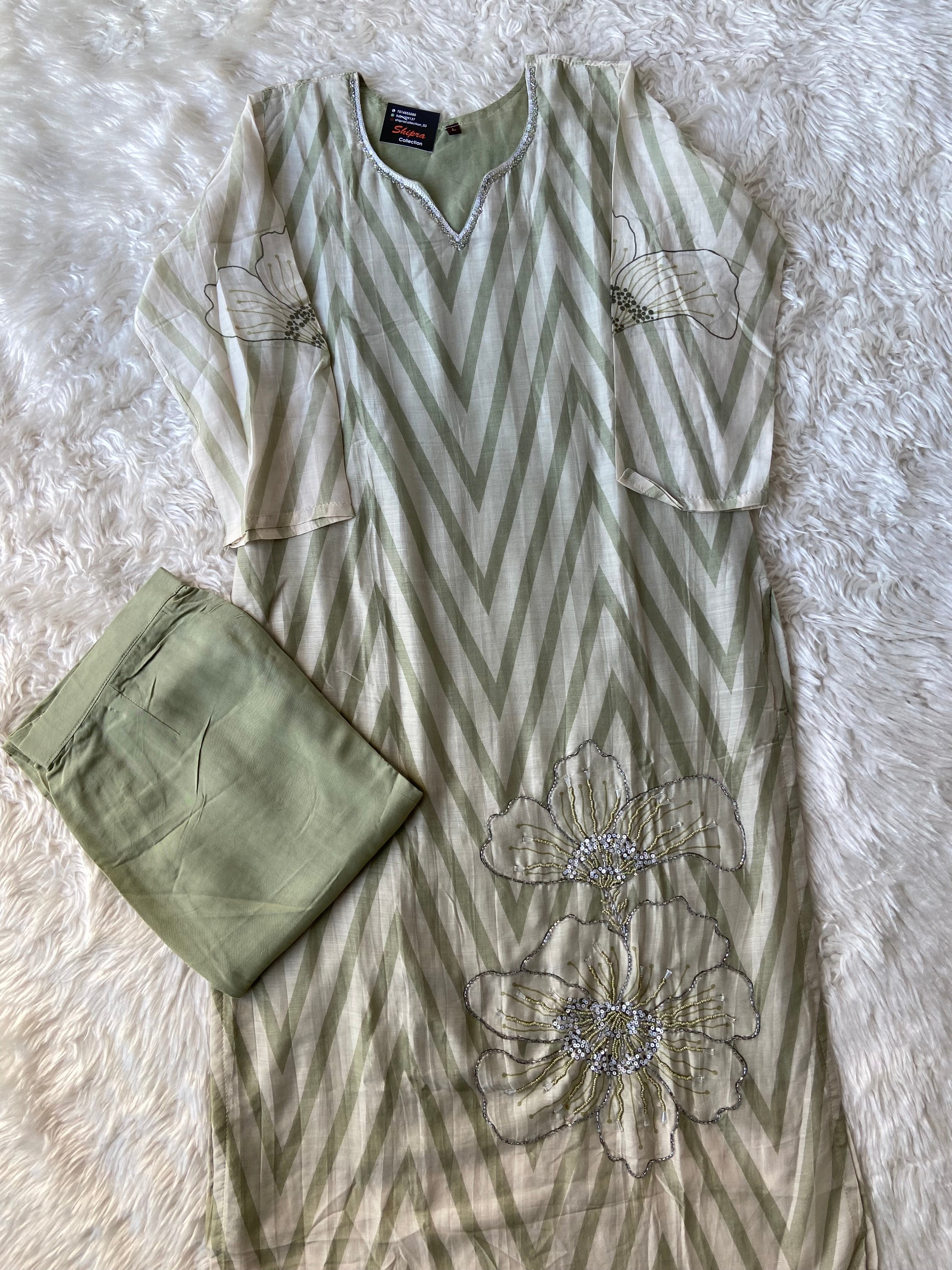 Pure Silk Kurti Pant Dupatta Set