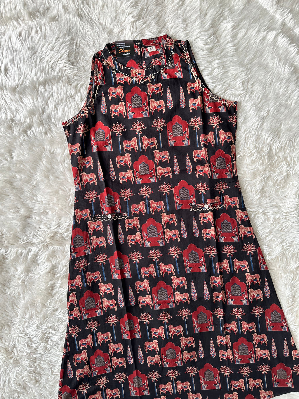 Pure Cotton Sleeveless Kurti Pant Set
