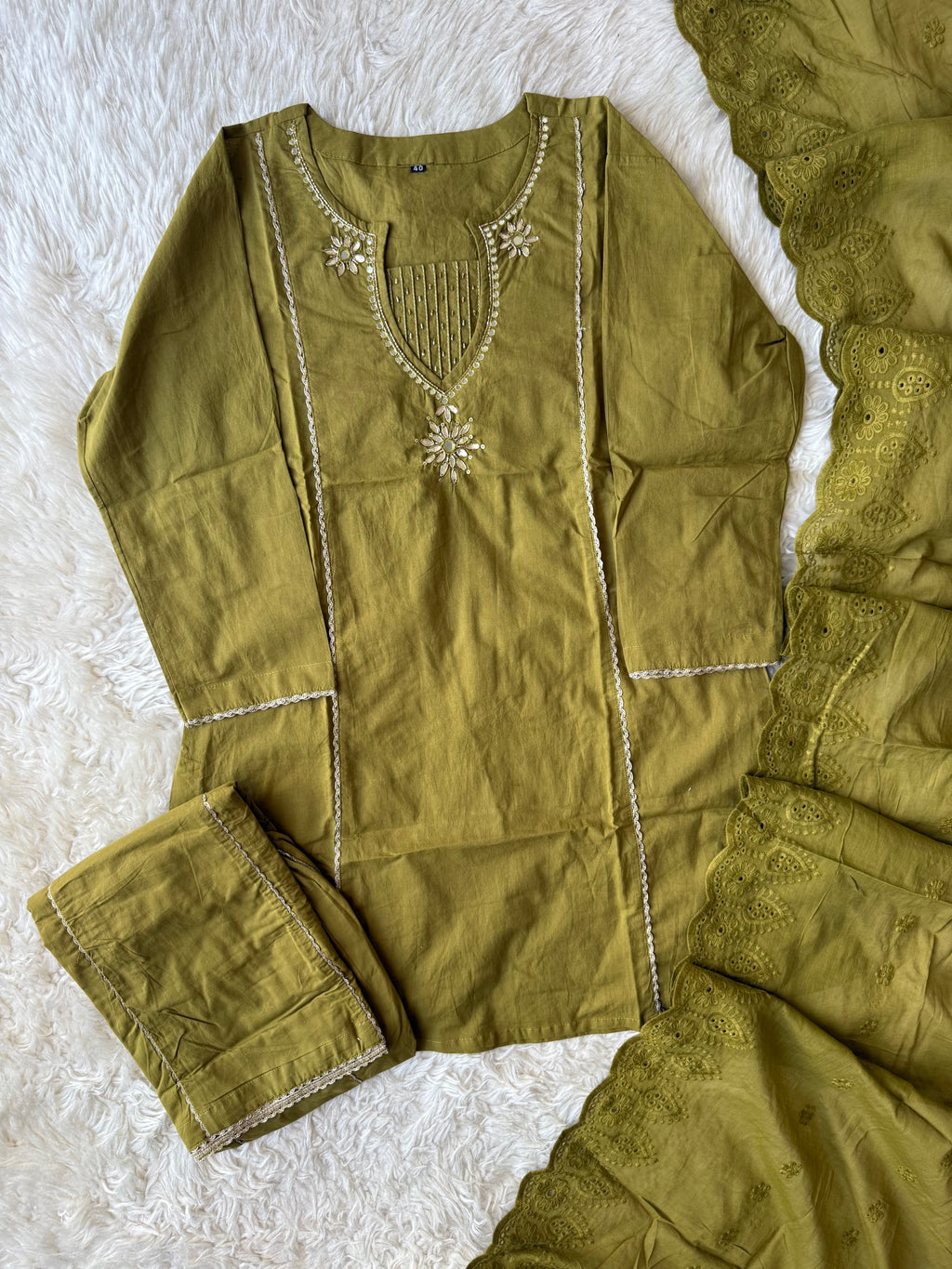 Premium Cotton Kurti Plazo Dupatta Set