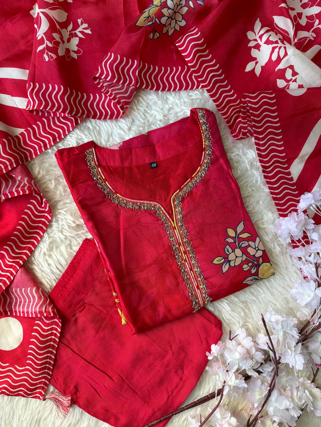 “Plus Size” Russian Silk Kurti Pant Dupatta Set