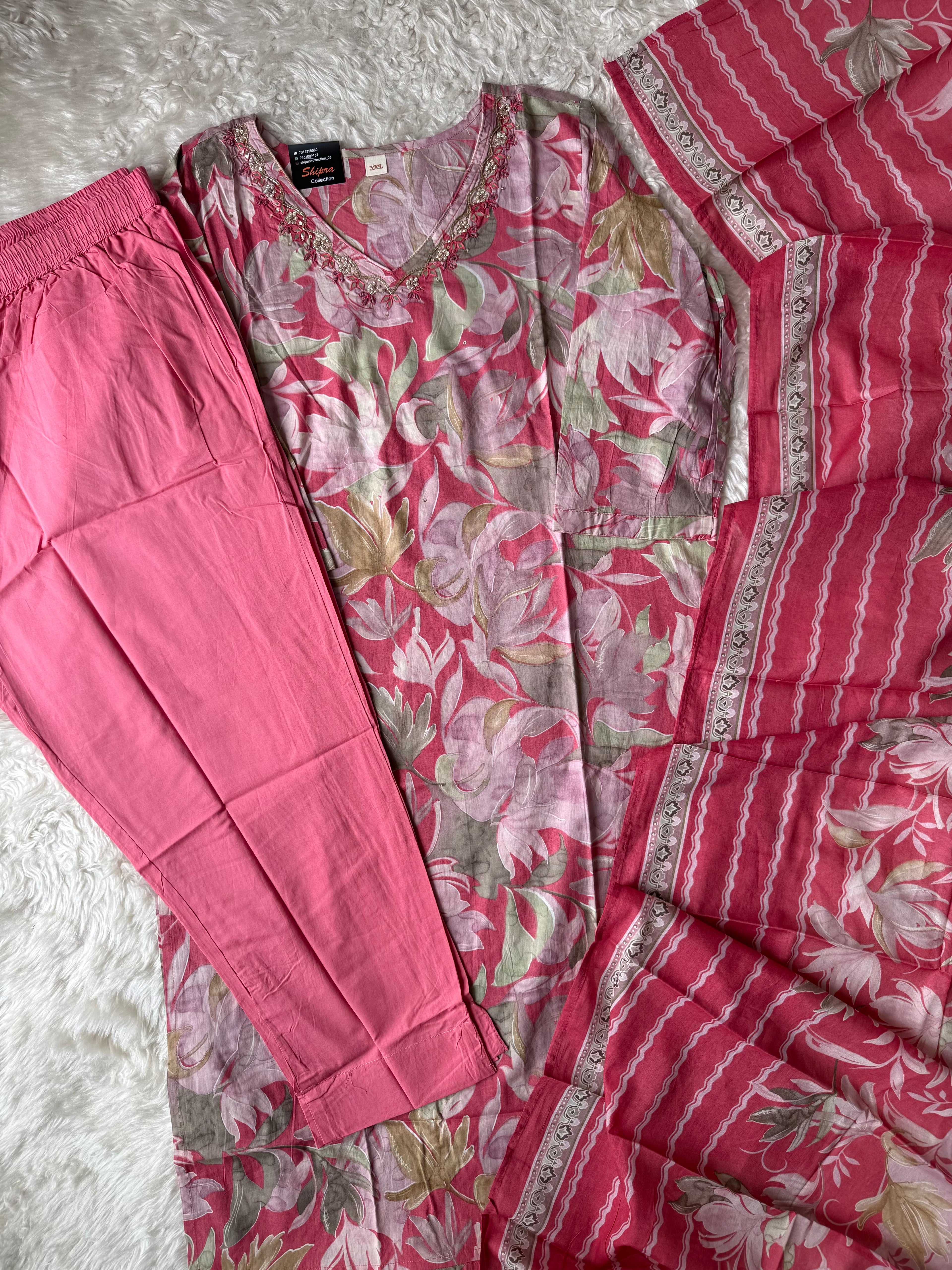 Premium Cotton Kurti Pant Dupatta Set