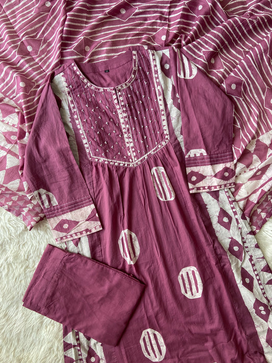 Premium Cotton Kurti Pant Dupatta Set