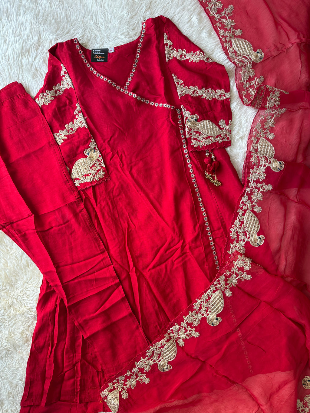 Russian Silk Kurti Pant Dupatta Set