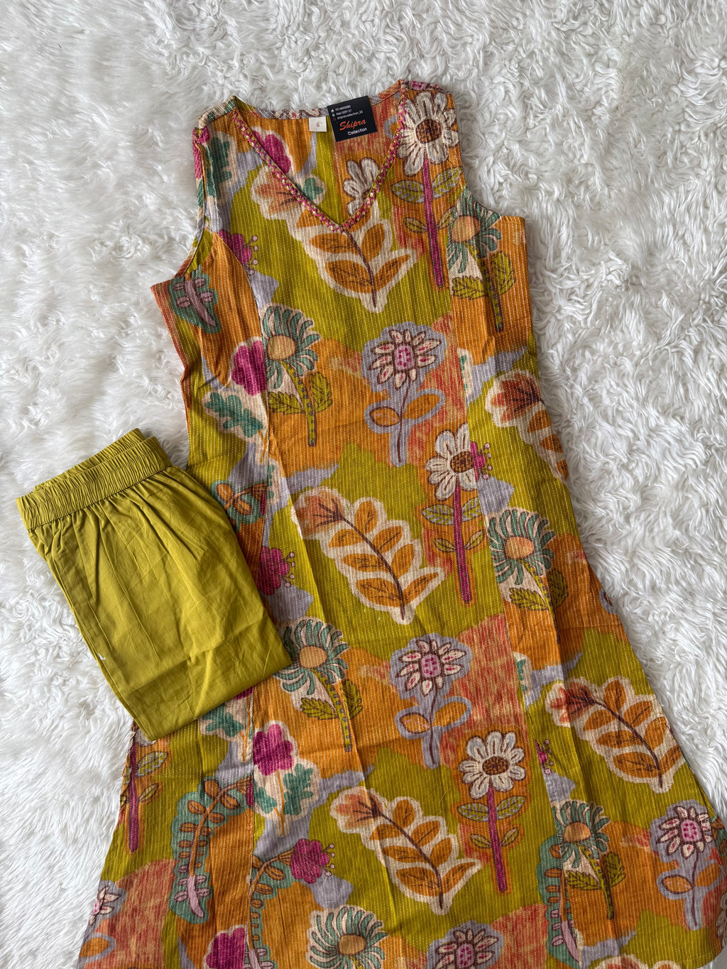 Premium Cotton Sleeveless Kurti Pant Set