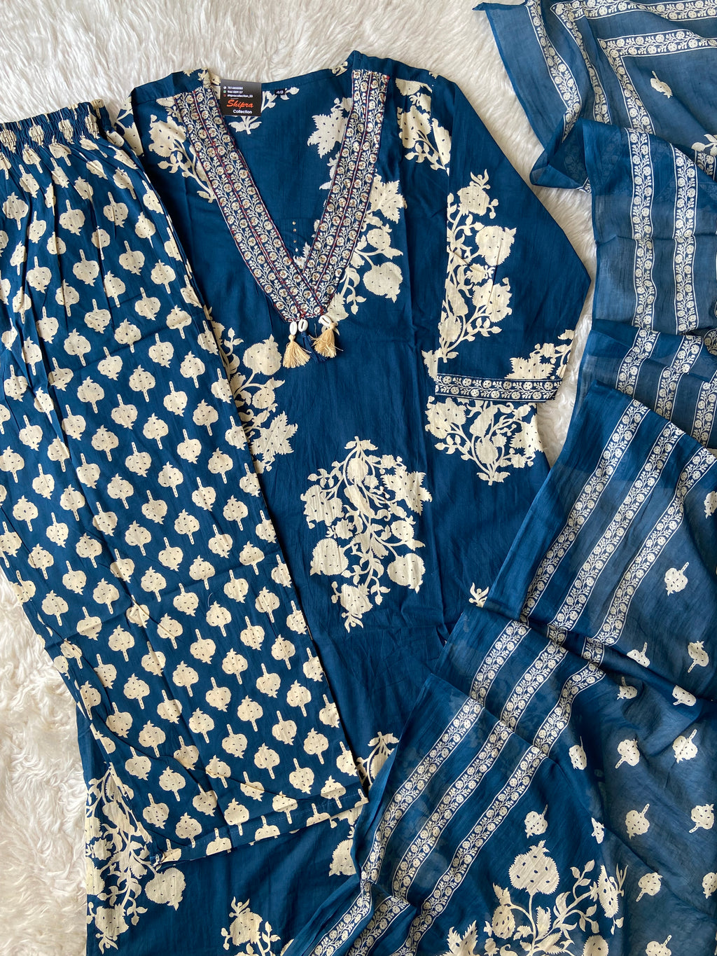Pure Cotton Kurti Pant Dupatta Set