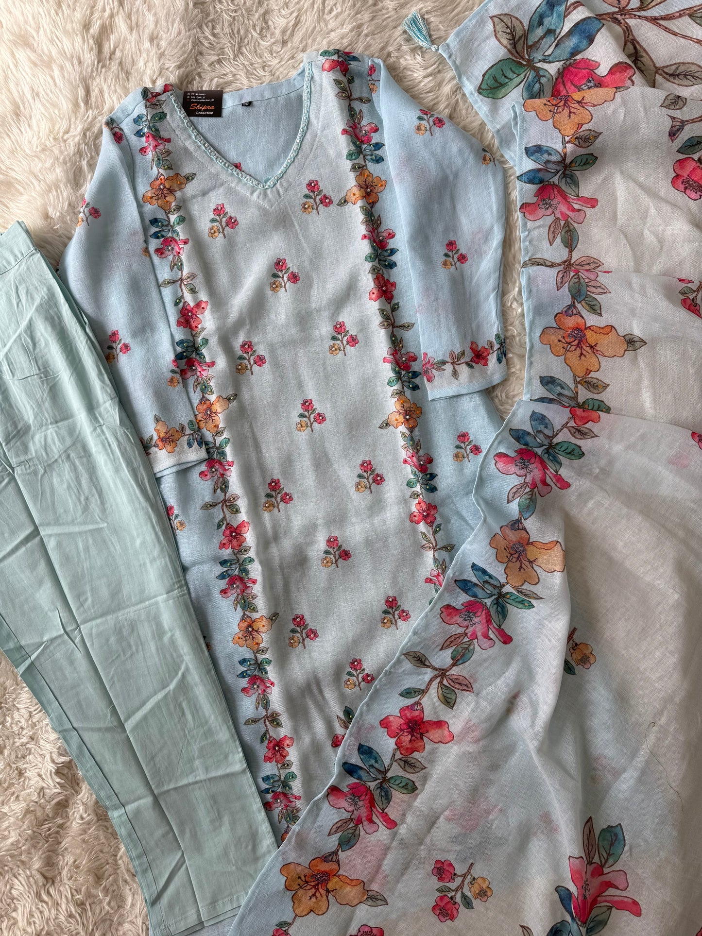 Linen Kurti Pant Dupatta Set