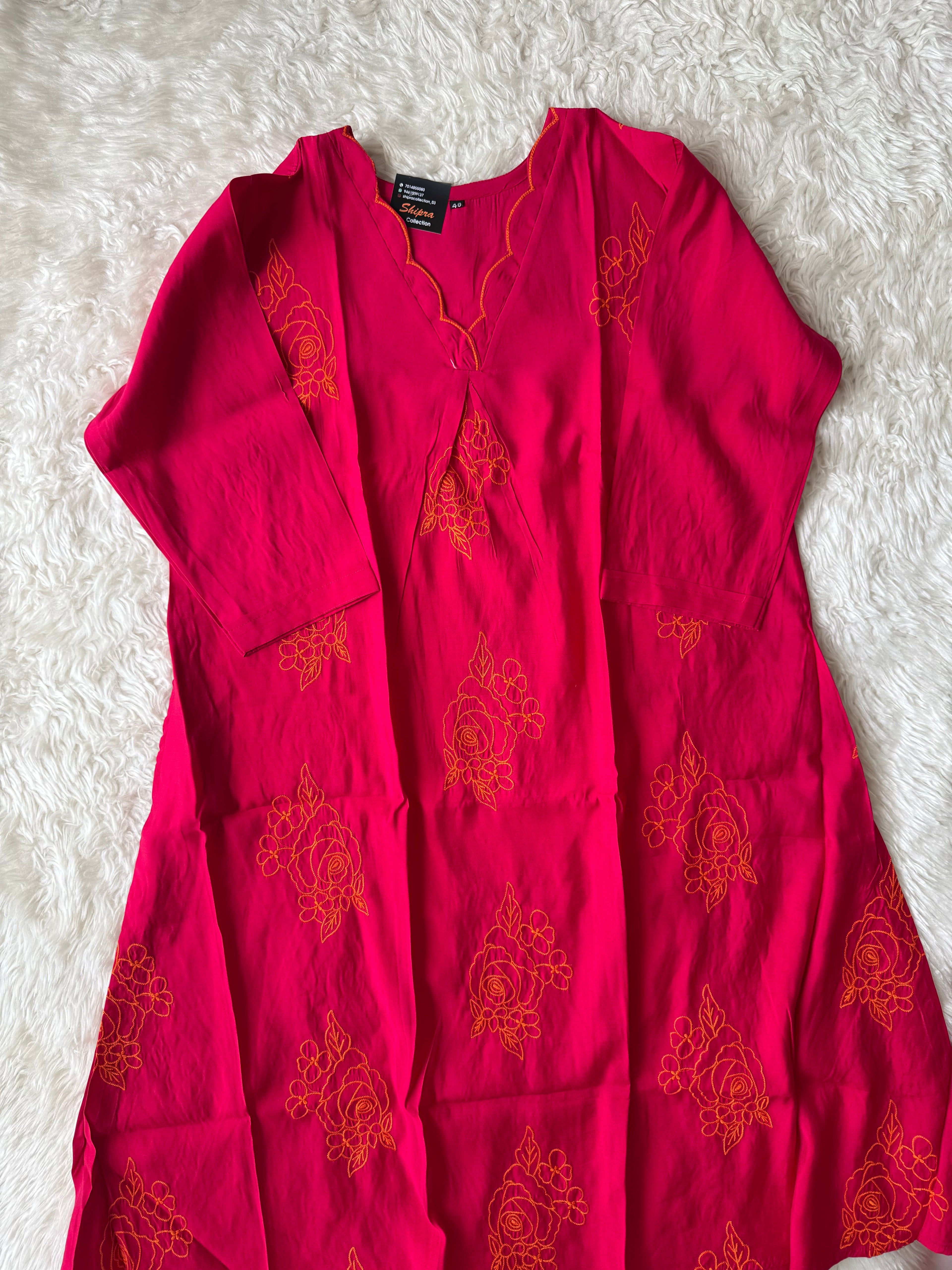 “ Plus Size” Muslin Silk Kurti Pant Dupatta Set