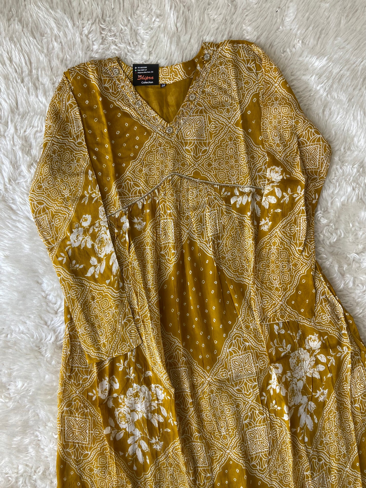 Pure Chinon Kurti Full Sleeves