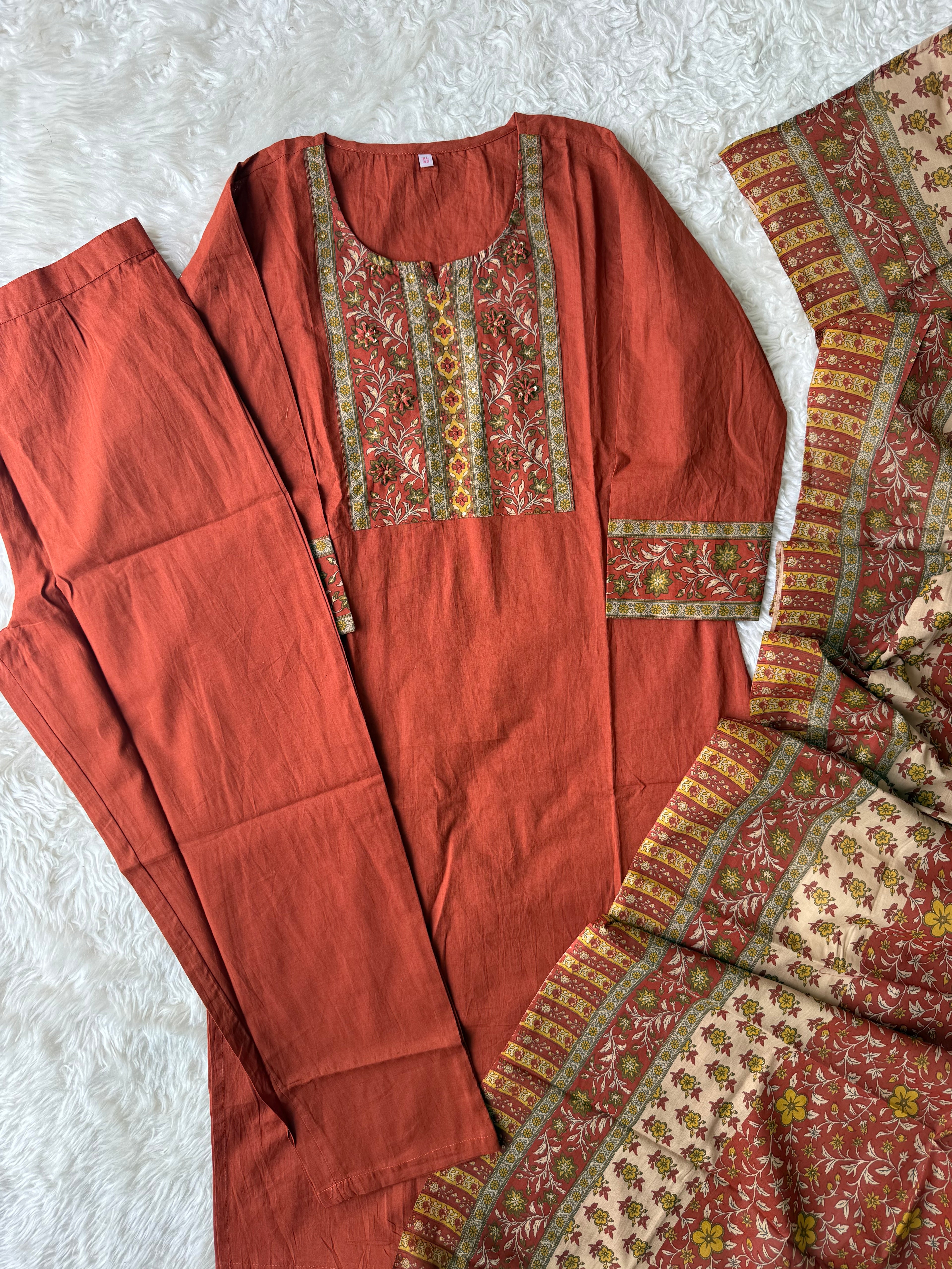 Premium Cotton Kurti Pant Dupatta Set