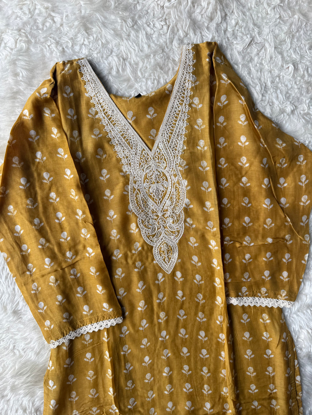 Pure Muslin Silk Kurti Pant Dupatta Set