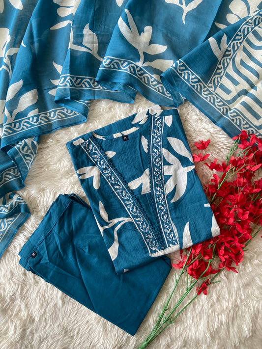 Budget Friendly Kurti Pant Dupatta Set