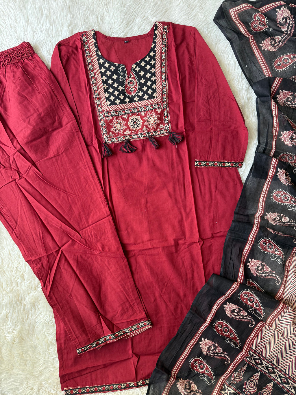Pure Cotton Kurti Pant Dupatta Set