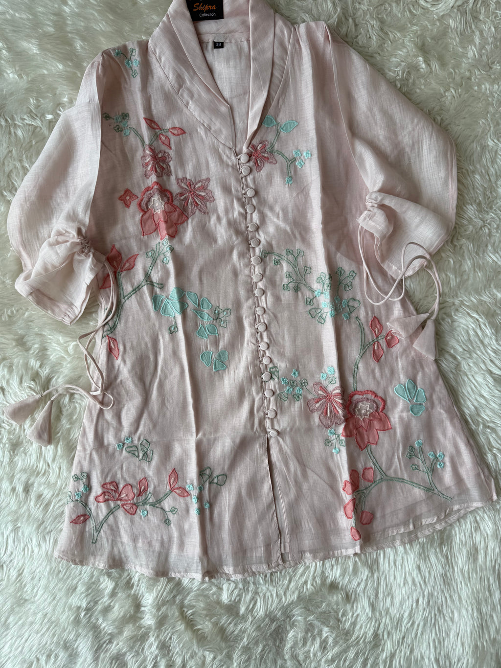Mul Chanderi Thread work Co-ord Set