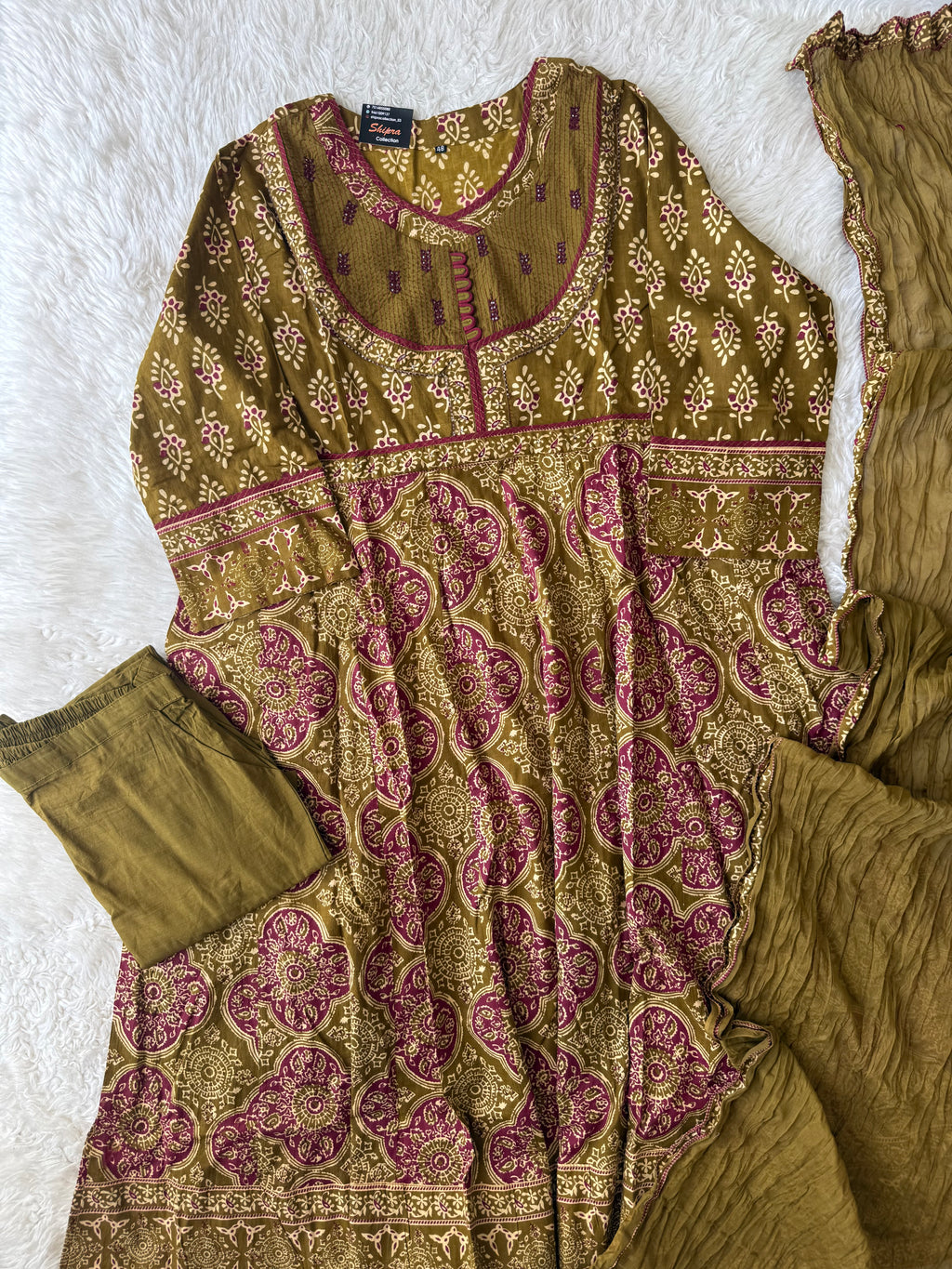 Premium Cotton FLARE Kurti Pant Dupatta Set