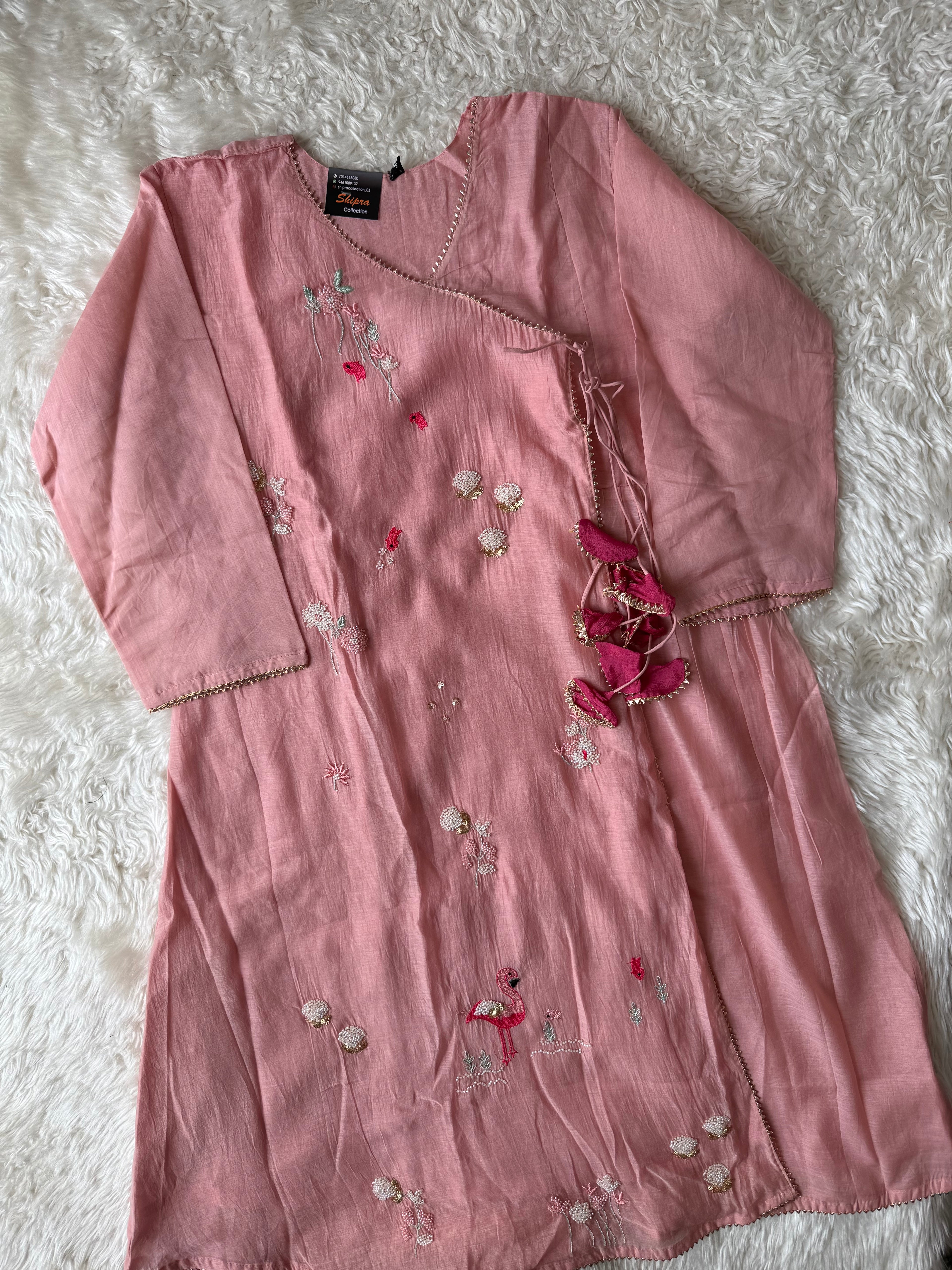 “Plus Size” Mul Chanderi Kurti Pant Dupatta Set