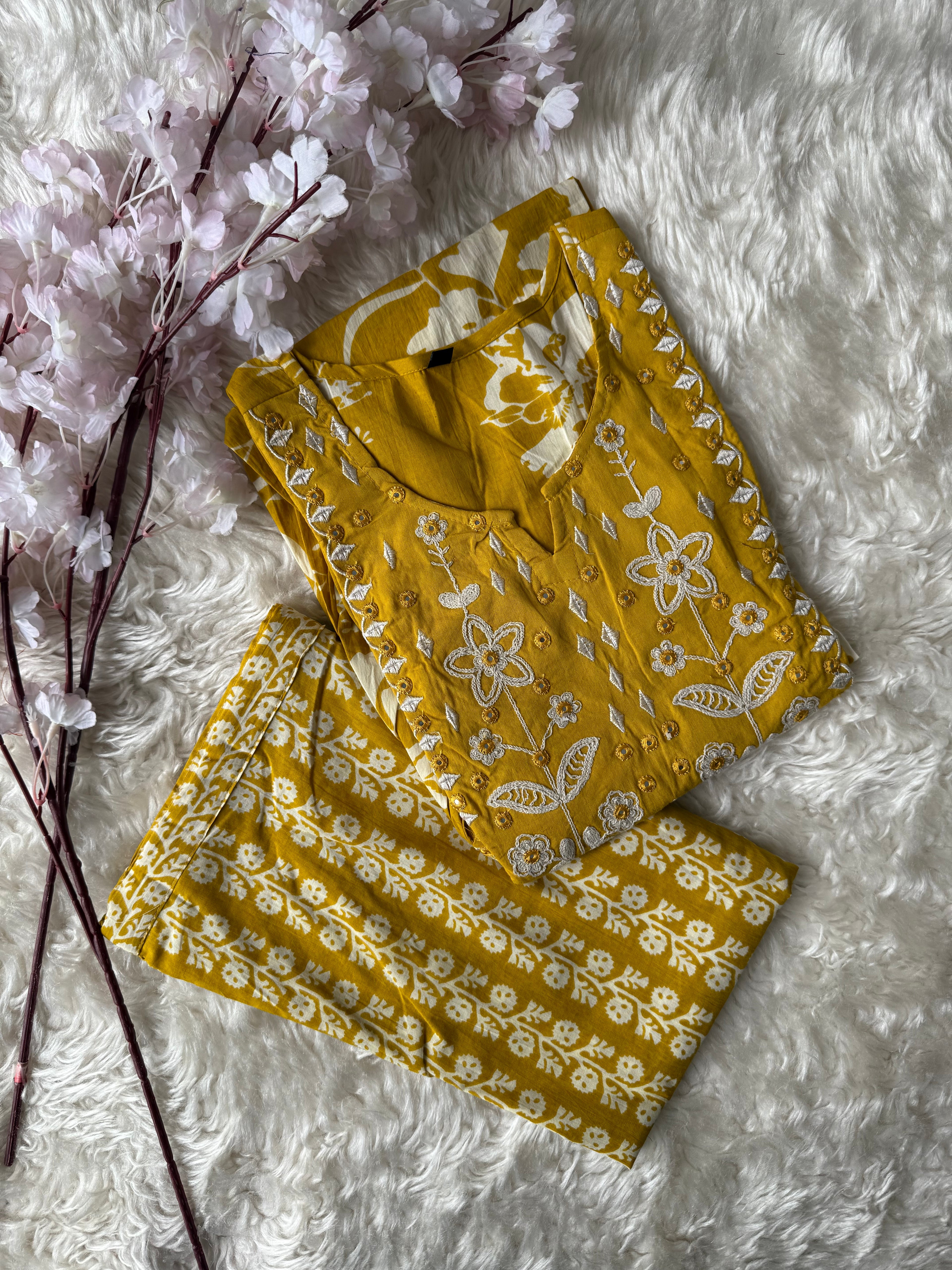 Cotton Flare Kurti Pant Set