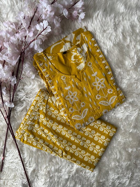 Cotton Flare Kurti Pant Set