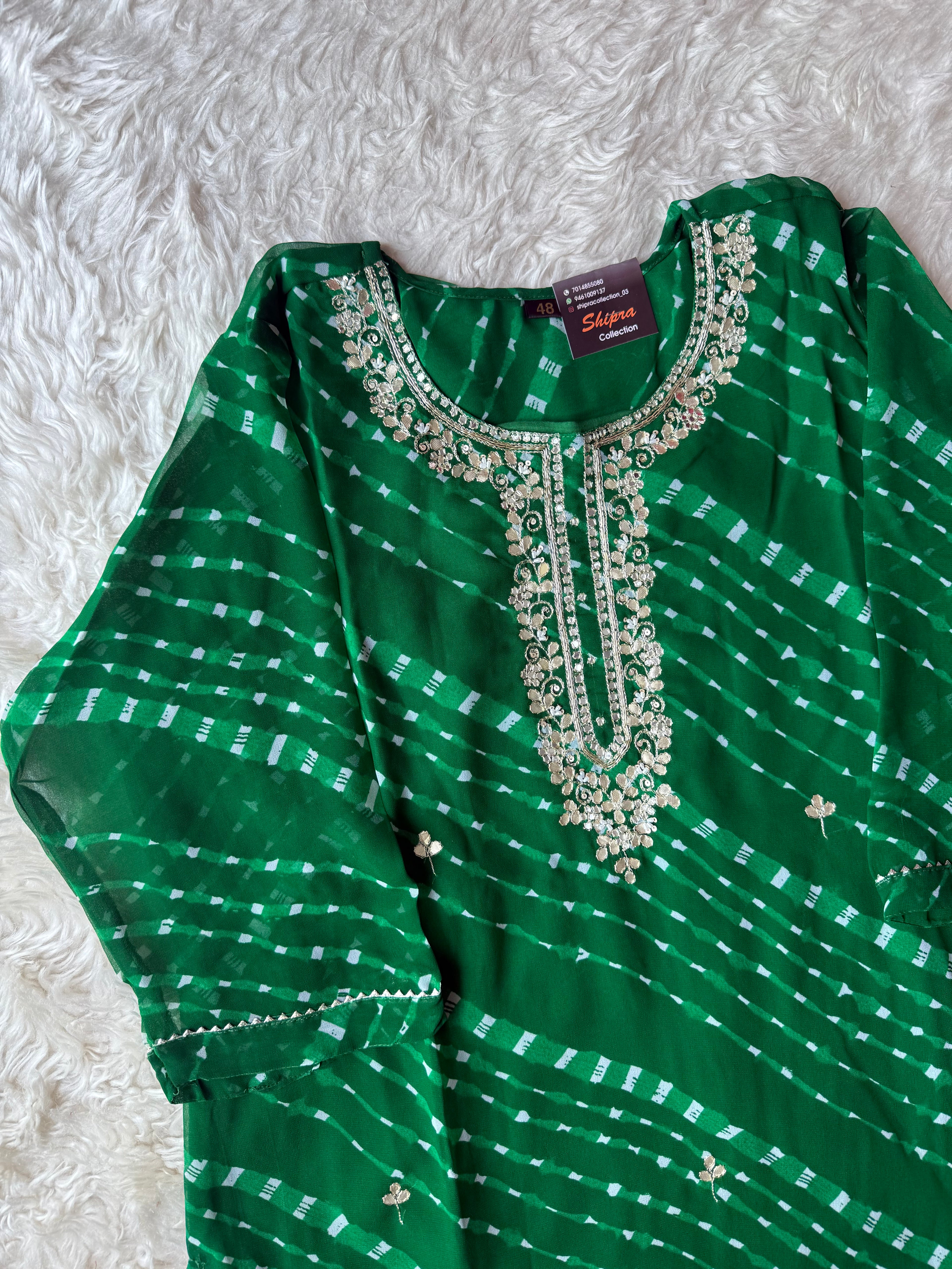 “Plus Size” Georgette Kurti Plazo Dupatta Set