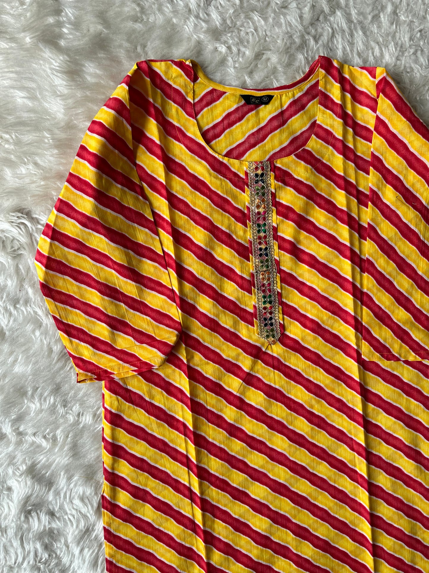 Cotton Lehariya Kurti