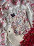 Premium Cotton Aline Kurti Pant Dupatta Set